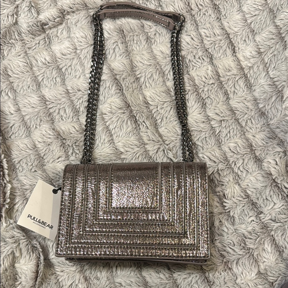 Pull&Bear Metallic Silver Chain Bag